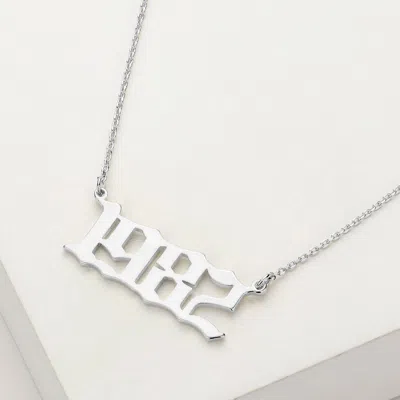 Fashnzfab White Gold Dipped 1982 Birth Year Plate Pendant Necklace In Metallic
