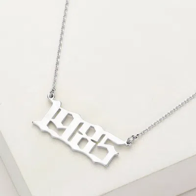 Fashnzfab White Gold Dipped 1985 Birth Year Plate Pendant Necklace In Metallic