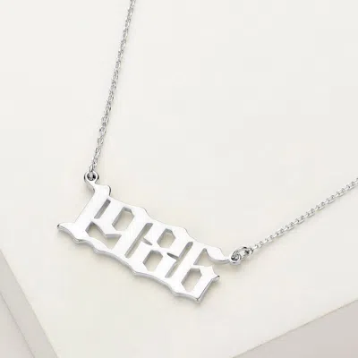 Fashnzfab White Gold Dipped 1986 Birth Year Plate Pendant Necklace In Multi