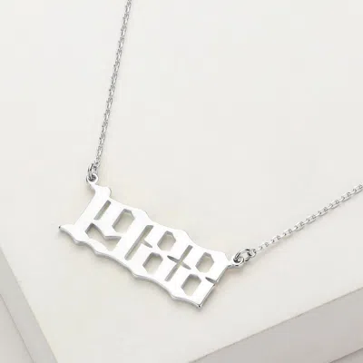 Fashnzfab White Gold Dipped 1988 Birth Year Plate Pendant Necklace In Silver