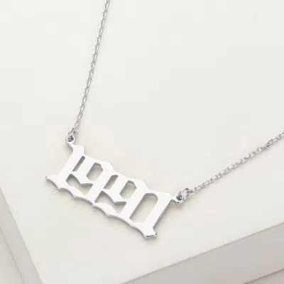 Fashnzfab White Gold Dipped 1991 Birth Year Plate Pendant Necklace In Metallic