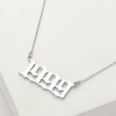 Fashnzfab White Gold Dipped 1999 Birth Year Plate Pendant Necklace