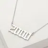 Fashnzfab White Gold Dipped 2000 Birth Year Plate Pendant Necklace In Multi