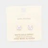 Fashnzfab White Gold Dipped 5mm Cubic Zirconia Square Stud Earrings In Multi