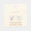 Fashnzfab White Gold Dipped 8mm Cubic Zirconia Square Stud Earrings In Multi