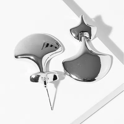 Fashnzfab White Gold Dipped Abstract Fan Shape Drop Earrings In Multi