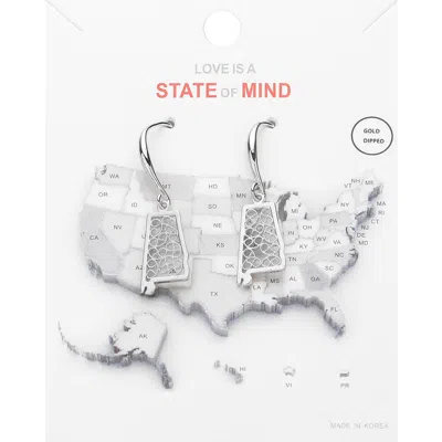 Fashnzfab White Gold Dipped Alabama State Earrings In Silver