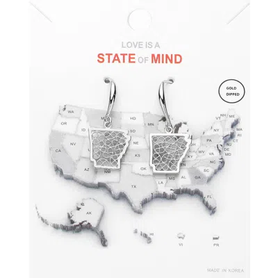 Fashnzfab White Gold Dipped Arkansas State Earrings - Rhodium In Multi