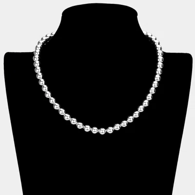 Fashnzfab White Gold Dipped Ball Chain Necklace