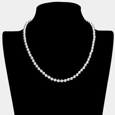 Fashnzfab White Gold Dipped Ball Chain Necklace In Silver