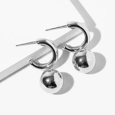 Fashnzfab White Gold Dipped Ball Drop Dangle Mini Hoop Earrings In Multi