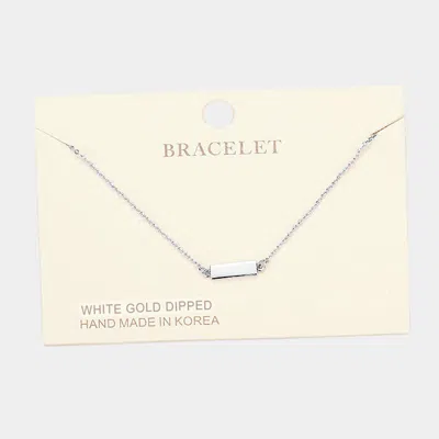 Fashnzfab White Gold Dipped Bar Charm Bracelet Rhodium In Multi