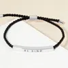 Fashnzfab White Gold Dipped Be Kind Message Bar Pointed Rope Adjustable Bracelet Rhodium In Multi