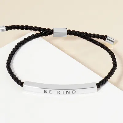 Fashnzfab White Gold Dipped Be Kind Message Bar Pointed Rope Adjustable Bracelet Rhodium In Multi