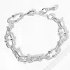 Fashnzfab White Gold Dipped Bead Pointed Oval Link Chain Bracelet Rhodium In Multi