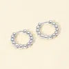 Fashnzfab White Gold Dipped Beaded Hoop Earrings - Silver In Silver