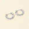 Fashnzfab White Gold Dipped Beaded Hoop Earrings - Silver In White