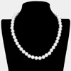 Fashnzfab White Gold Dipped Brass Metal 10mm Pearl Necklace In White