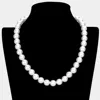 Fashnzfab White Gold Dipped Brass Metal 12mm Pearl Necklace In White