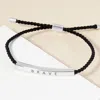 Fashnzfab White Gold Dipped Brave Message Bar Pointed Rope Adjustable Cinch Pull Tie Bracelet Rhodium In Multi