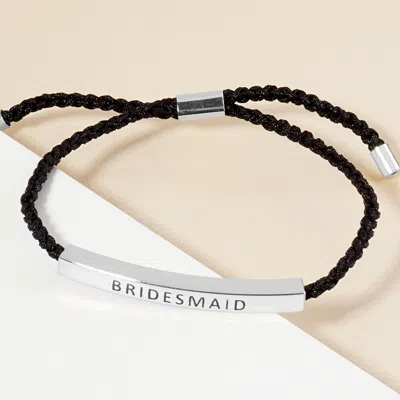 Fashnzfab White Gold Dipped Bridesmaid Message Bar Pointed Rope Adjustable Cinch Pull Tie Bracelet Rhodium