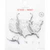 Fashnzfab White Gold Dipped California State Earrings In Metallic