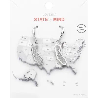 Fashnzfab White Gold Dipped California State Earrings In Metallic