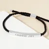 Fashnzfab White Gold Dipped Choose Joy Message Bar Pointed Rope Adjustable Cinch Pull Tie Bracelet Rhodium In Multi