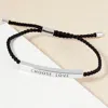 Fashnzfab White Gold Dipped Choose Love Message Bar Pointed Rope Adjustable Cinch Pull Tie Bracelet Rhodium In Multi
