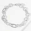 Fashnzfab White Gold Dipped Chunky Chain Link Bracelet Rhodium In Multi