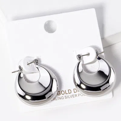 Fashnzfab White Gold Dipped Chunky Crescent Hoop Pin Catch Earrings In Multi