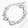 Fashnzfab White Gold Dipped Chunky Industrial Link Chain Bracelet In Multi