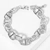 Fashnzfab White Gold Dipped Chunky Mariner Link Chain Bracelet In Metallic