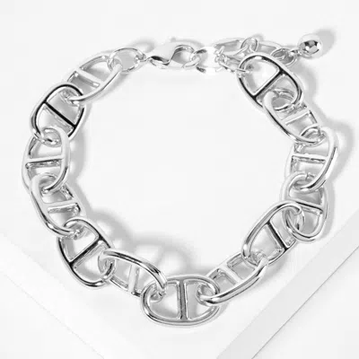 Fashnzfab White Gold Dipped Chunky Mariner Link Chain Bracelet In Metallic