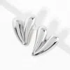 Fashnzfab White Gold Dipped Chunky Metal Heart Earrings - Rhodium In Silver