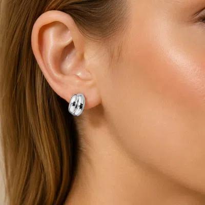Fashnzfab White Gold Dipped Chunky Stud Earrings