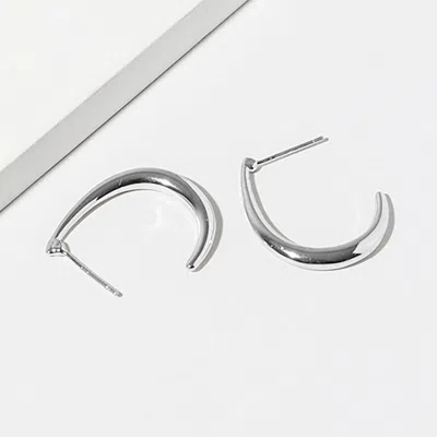 Fashnzfab White Gold Dipped Crescent Open Hoop Earrings In Multi