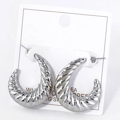 Fashnzfab White Gold Dipped Croissant Hoop Earrings In Multi