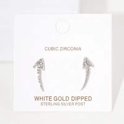 Fashnzfab White Gold Dipped Cz Embellished Arrow Ear Crawlers In Multi