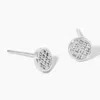 Fashnzfab White Gold Dipped Cz Stone Accent Round Mini Stud Earrings In Multi