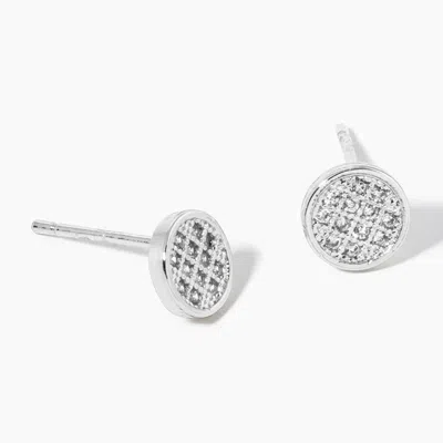 Fashnzfab White Gold Dipped Cz Stone Accent Round Mini Stud Earrings In Multi