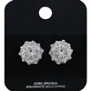 Fashnzfab White Gold Dipped Cz Stone Cluster Stud Earrings - Rhodium In Metallic