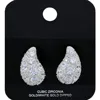 Fashnzfab White Gold Dipped Cz Stone Embellished Teardrop Stud Earrings In Multi