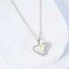 Fashnzfab White Gold Dipped Cz Stone Paved Heart Stone Pedant Necklace In Multi