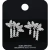 Fashnzfab White Gold Dipped Cz Stone Paved Triple Butterfly Accent Cluster Drop Earrings In Multi