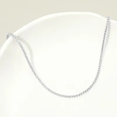 Fashnzfab White Gold Dipped Delicate Tennis Chain Necklace In Silver