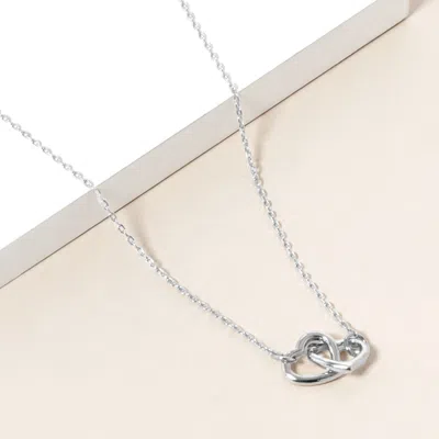 Fashnzfab White Gold Dipped Double Heart Link Pendant Necklace In Multi