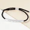 Fashnzfab White Gold Dipped Enjoy The Journey Message Bar Pointed Rope Adjustable Cinch Pull Tie Bracelet Rhod In Multi