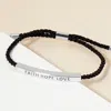 Fashnzfab White Gold Dipped Faith Hope Love Message Bar Pointed Rope Adjustable Cinch Pull Tie Bracelet Rhodiu In Multi