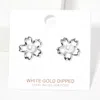 Fashnzfab White Gold Dipped Flower Pearl Stud Earrings In White